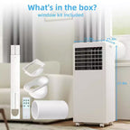 Condizionatore portatile da 8.000 BTU - 3 in 1 Raffreddamento, Deumidificatore e Ventilatore per 32 mq con Modalità Notte e 1 Anno di Garanzia