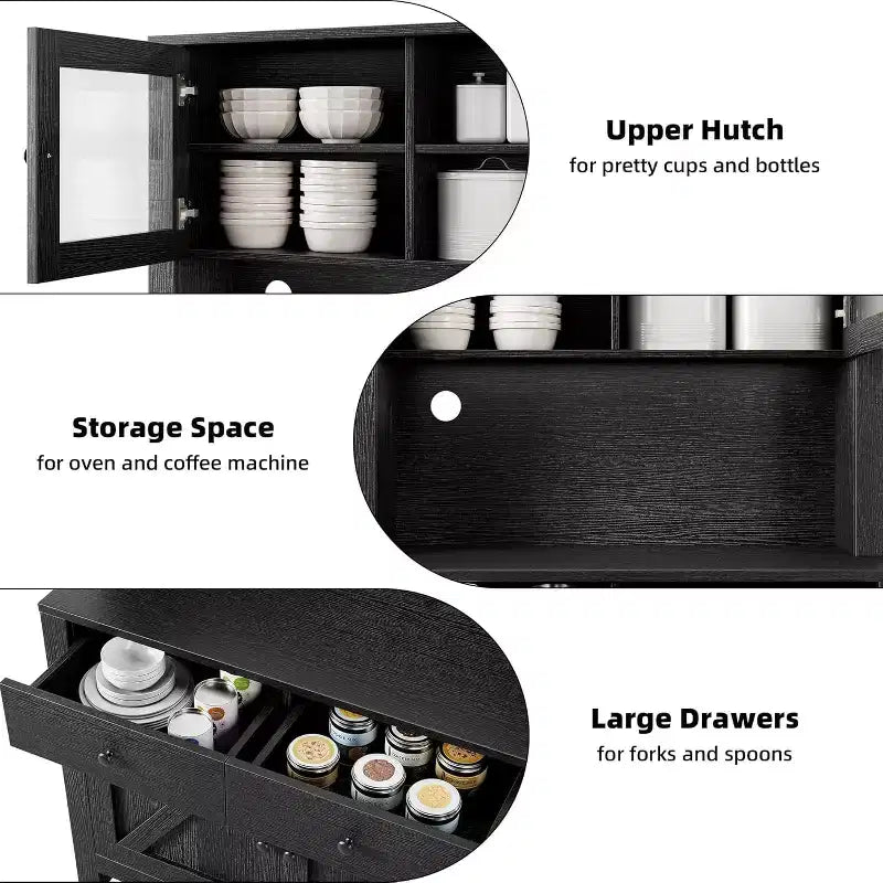 Dispensa da cucina con supporto per microonde, Armadio credenza con buffet e ripiani regolabili, per cucina, sala da pranzo