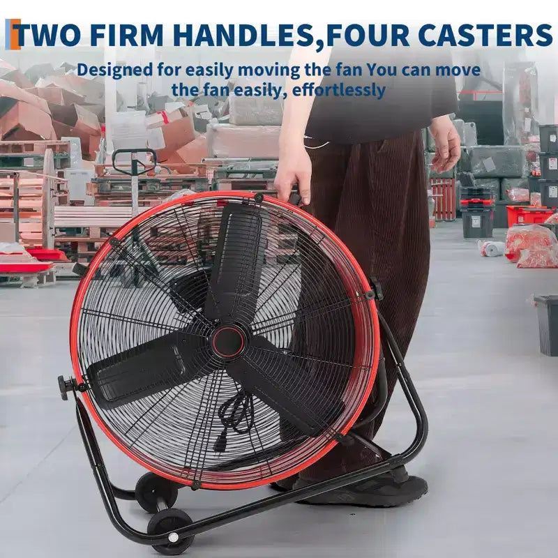 Ventilatore da Pavimento, Ventilatore Industriale - Ventilatore a Tamburo da 24 Pollici per Carichi Pesanti con 4 Velocità, Circolatore d'Aria in Metallo per Magazzino, Officina, Garage, Fabbrica, Cantina
