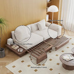 JASIWAY Divano Moderno in Legno Massello Rivestito in Cotone Lino