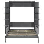 Letto a scomparsa Whisen Modern Design con struttura in legno, Queen Size, con divano e mensole