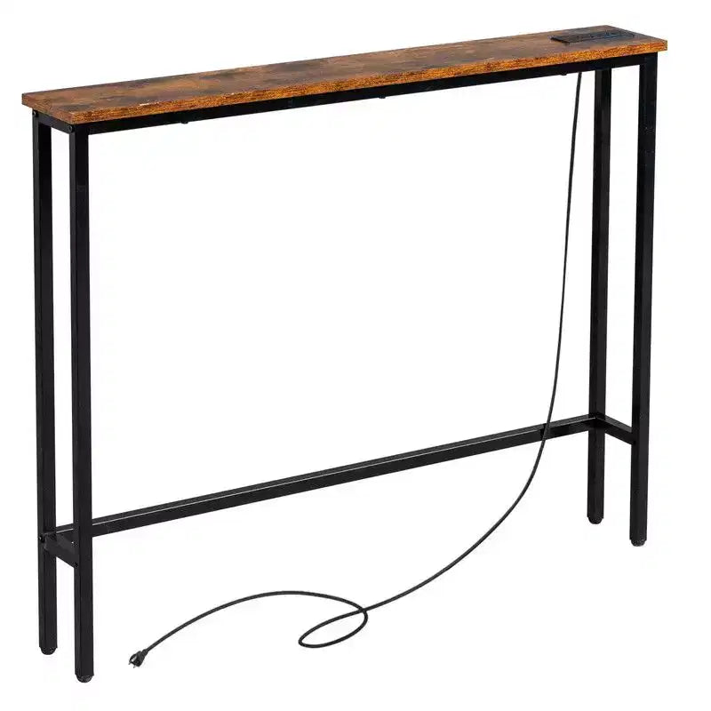 Marrone Ruggine 1pz Tavolo Consolle in Ferro Triamino 100*15*79cm con Prese