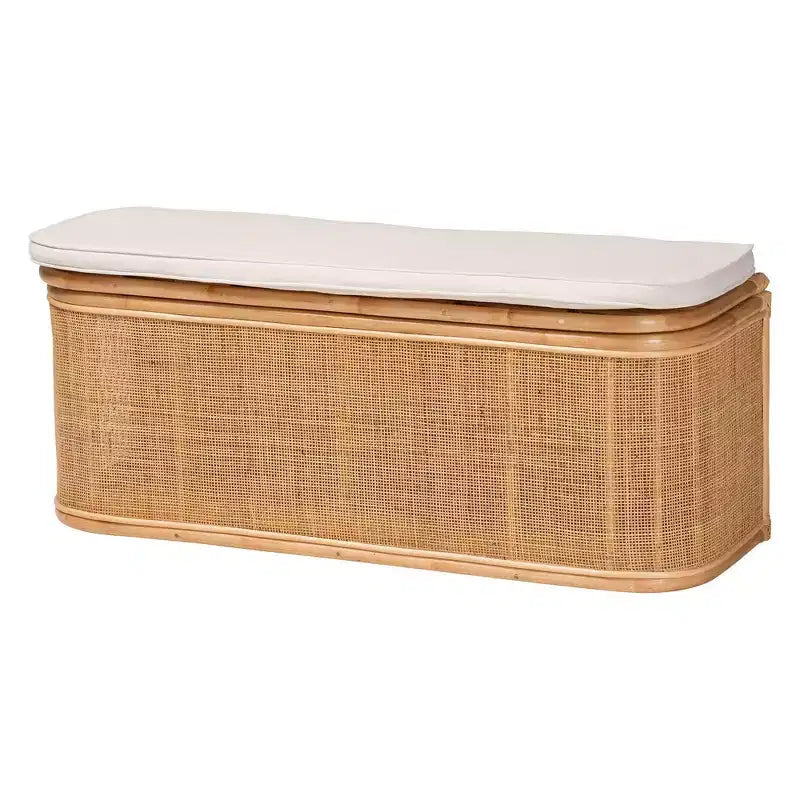 Panca contenitore Bali & Pari Ishana in rattan naturale naturale/bianco: Poliestere imbottito, Struttura in compensato, Nessun montaggio richiesto