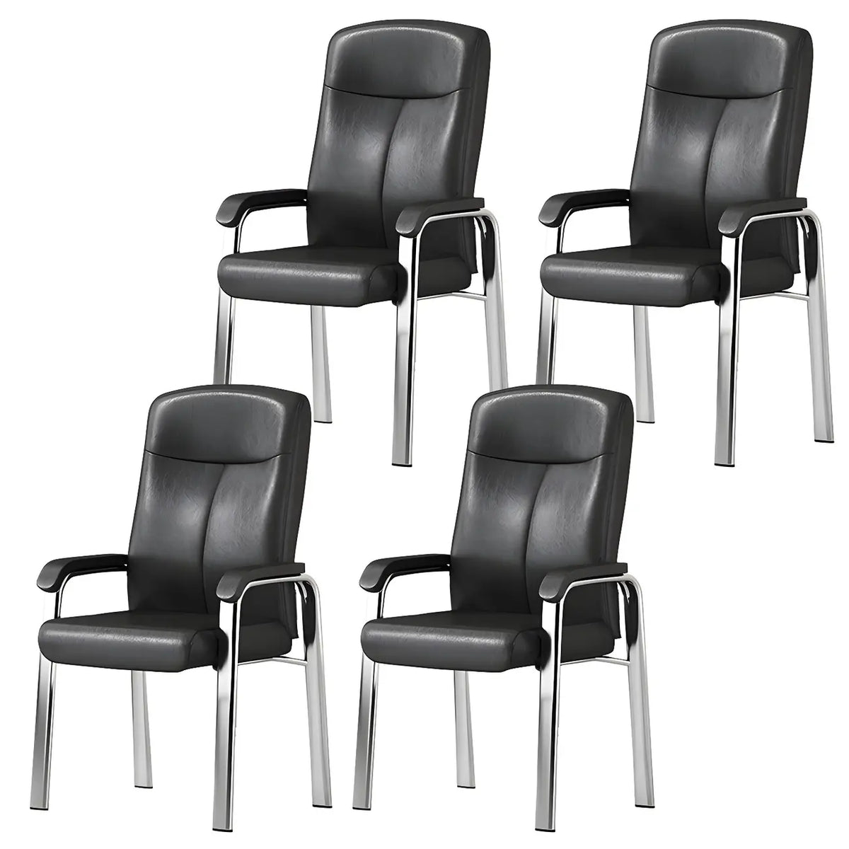 Sedia da ufficio HomeyFad moderna in pelle e metallo a 4 gambe con braccioli