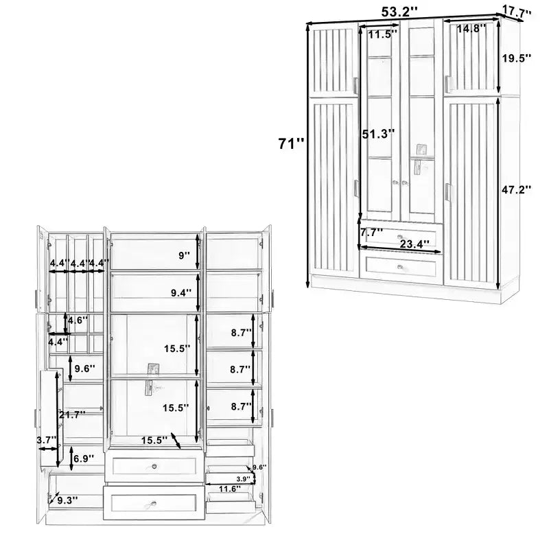 Whisen Dispensa da Cucina Autoportante 71''H, Grande Armadio Contenitore per Sala da Pranzo Credenze con 6 Ante, Ripiani Regolabili
