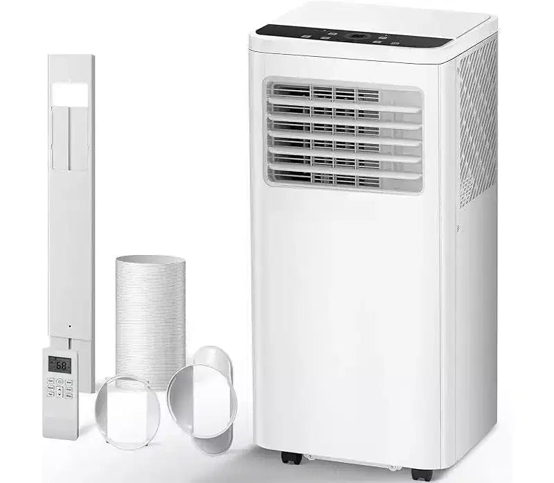 Condizionatore portatile da 8.000 BTU, unità 3 in 1 con 4 modalità, timer, display LED, telecomando e kit di installazione, per camera da letto/soggiorno/ufficio, bianco.