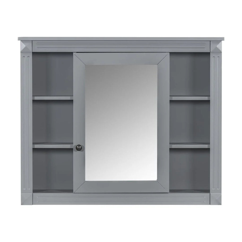 Mobile bagno moderno da 90 cm con lavabo integrato e specchiera, 2 ante e 2 cassetti