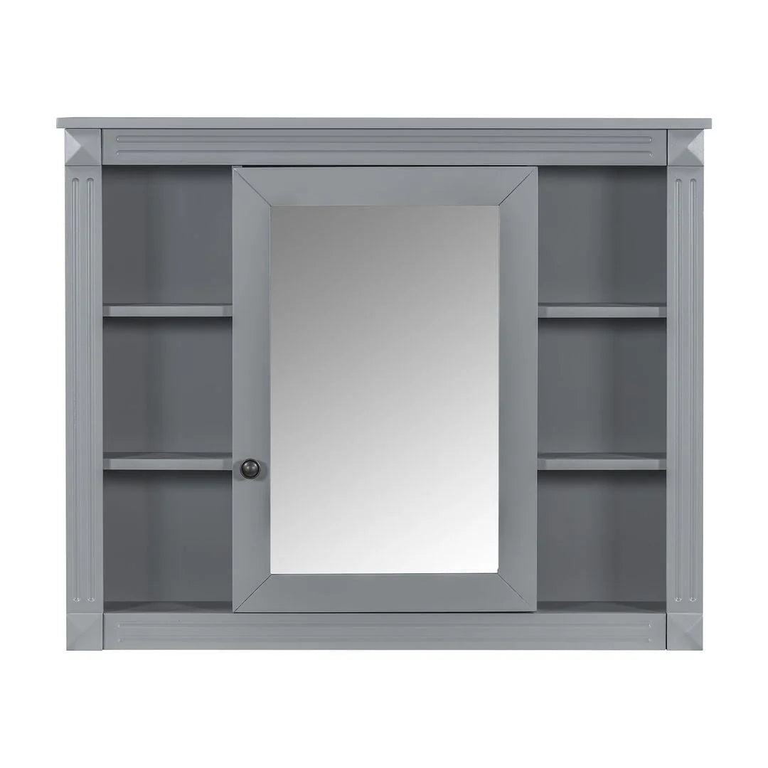 Mobile bagno moderno da 90 cm con lavabo integrato e specchiera, 2 ante e 2 cassetti
