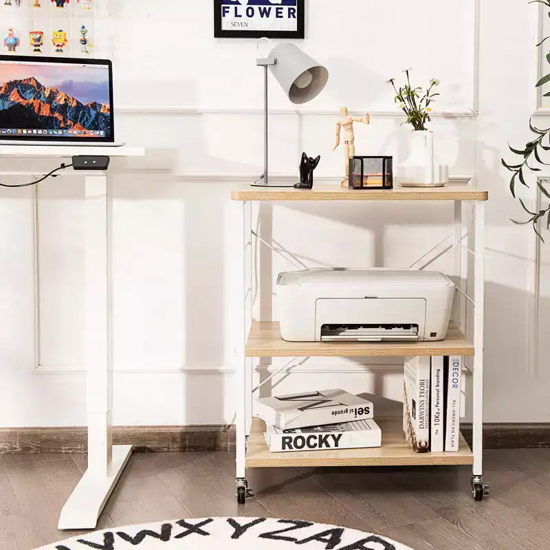Scaffale da Cucina a 3 Livelli Costway, Carrello per Forno a Microonde con Gancio