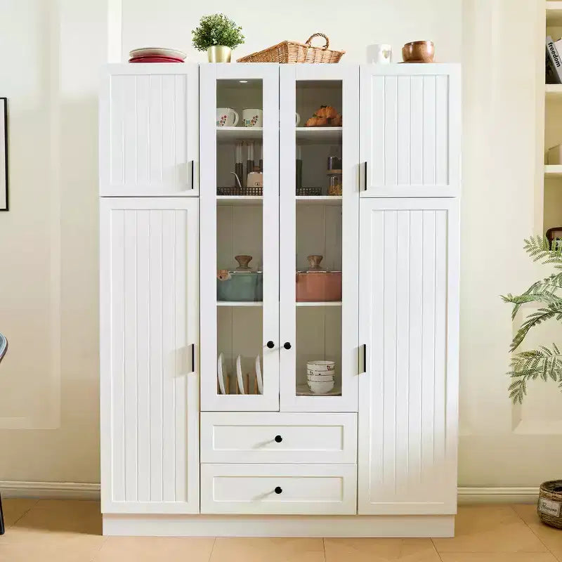 Whisen Dispensa da Cucina Autoportante 71''H, Grande Armadio Contenitore per Sala da Pranzo Credenze con 6 Ante, Ripiani Regolabili