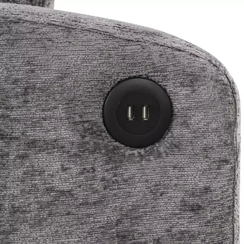 61,6 Moderno Divano Letto Convertibile in Ciniglia con Porte USB, Portabicchieri e Schienale Regolabile per Salotto, Appartamento