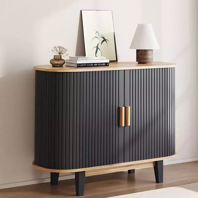 Mobile credenza buffet scanalato da 40'', armadio contenitore con anta scorrevole e ripiano regolabile, credenze contenitore moderne, tavolo consolle con anta a serrandina