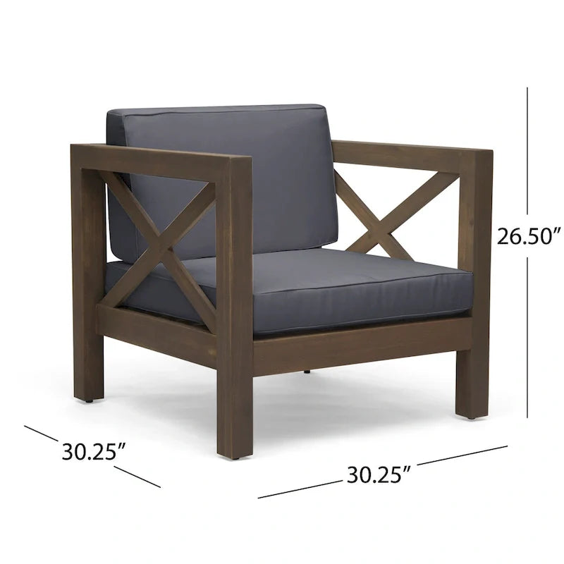 Set da conversazione Brava da 6 pezzi per esterni in legno di acacia di Christopher Knight Home