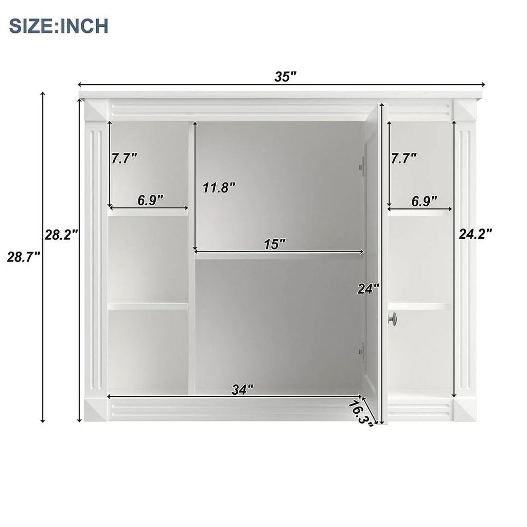 Mobile bagno moderno da 90 cm con lavabo integrato e specchiera, 2 ante e 2 cassetti