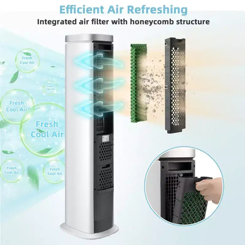 Costway Raffrescatore Evaporativo Portatile 3-In-1 Ventilatore a Torre Senza Pale da 40'' con Timer
