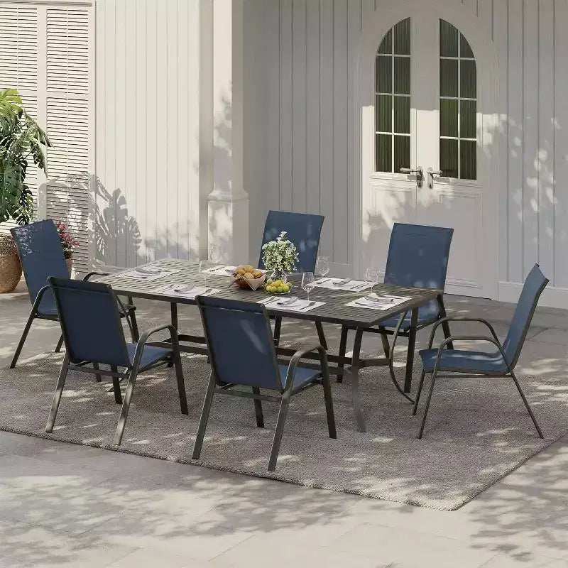 Sedie da patio, Set di 4/6 sedie da pranzo impilabili per esterni in textilene leggero per tutte le stagioni con braccioli per cortile, bordo piscina
