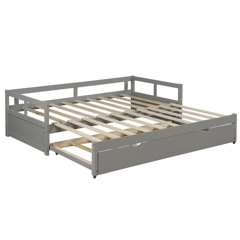 Letto a giorno estensibile con letto estraibile, Letto a giorno in legno con letto estraibile