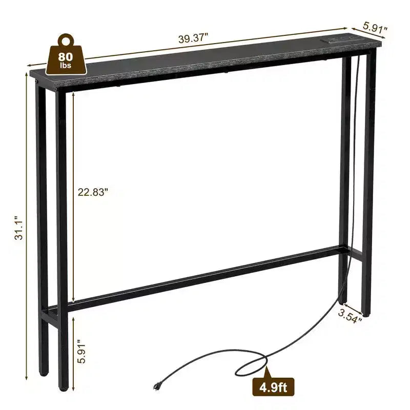 Marrone Ruggine 1pz Tavolo Consolle in Ferro Triamino 100*15*79cm con Prese