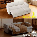 Divano letto estraibile 2 in 1 con chaise longue contenitore, divano sezionale in ciniglia con porte USB per soggiorno