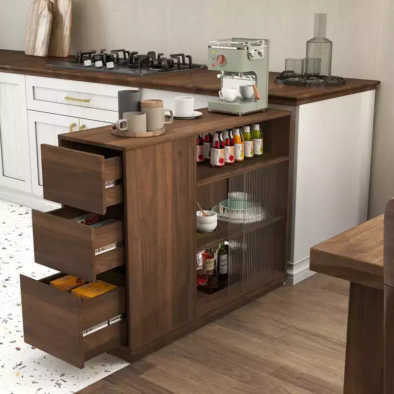 GDFStudio Hikaru Credenza Madia Moderna con Ante Scorrevoli in Vetro e Cassetti