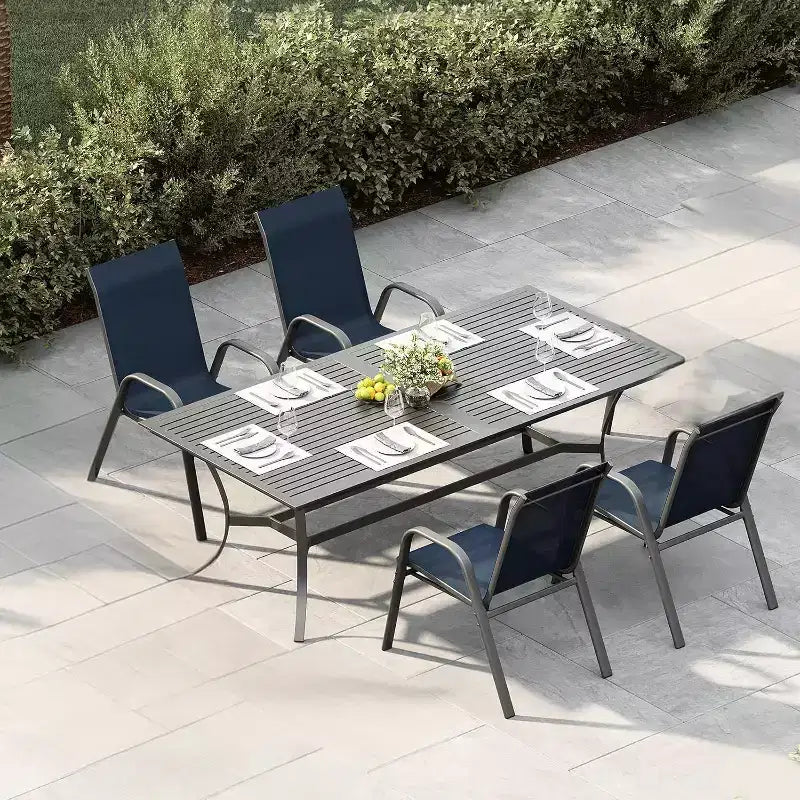 Sedie da patio, Set di 4/6 sedie da pranzo impilabili per esterni in textilene leggero per tutte le stagioni con braccioli per cortile, bordo piscina