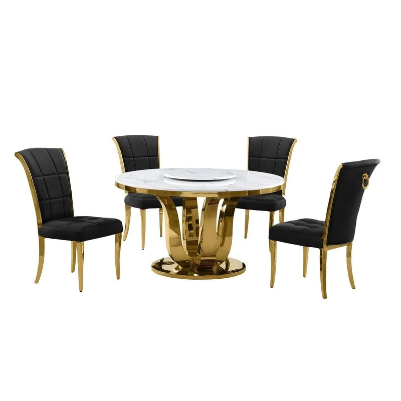 Best Quality Furniture D325-SC324-7 Set da pranzo rotondo 5 pezzi