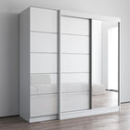 Armadio a 2 ante con specchio, frontale in vetro, 2 persone (grigio / nero / bianco)