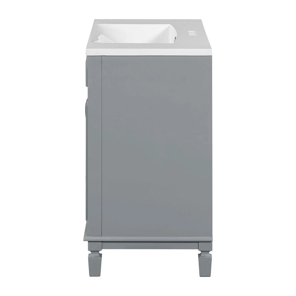 Mobile bagno moderno da 90 cm con lavabo integrato e specchiera, 2 ante e 2 cassetti
