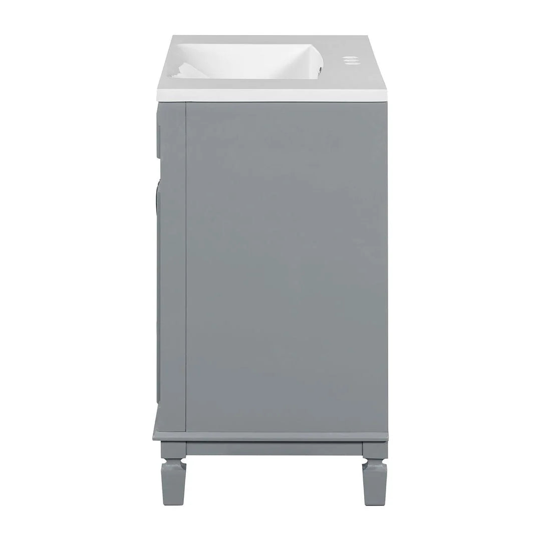 Mobile bagno moderno da 90 cm con lavabo integrato e specchiera, 2 ante e 2 cassetti