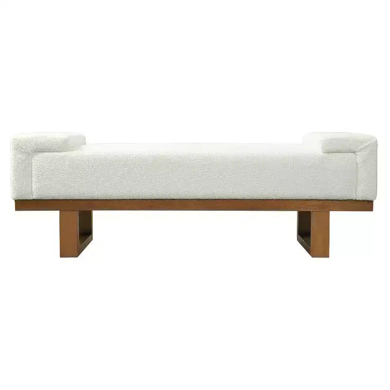 Panca imbottita in boucle Paulina Modern Rubberwood Christopher Knight Home