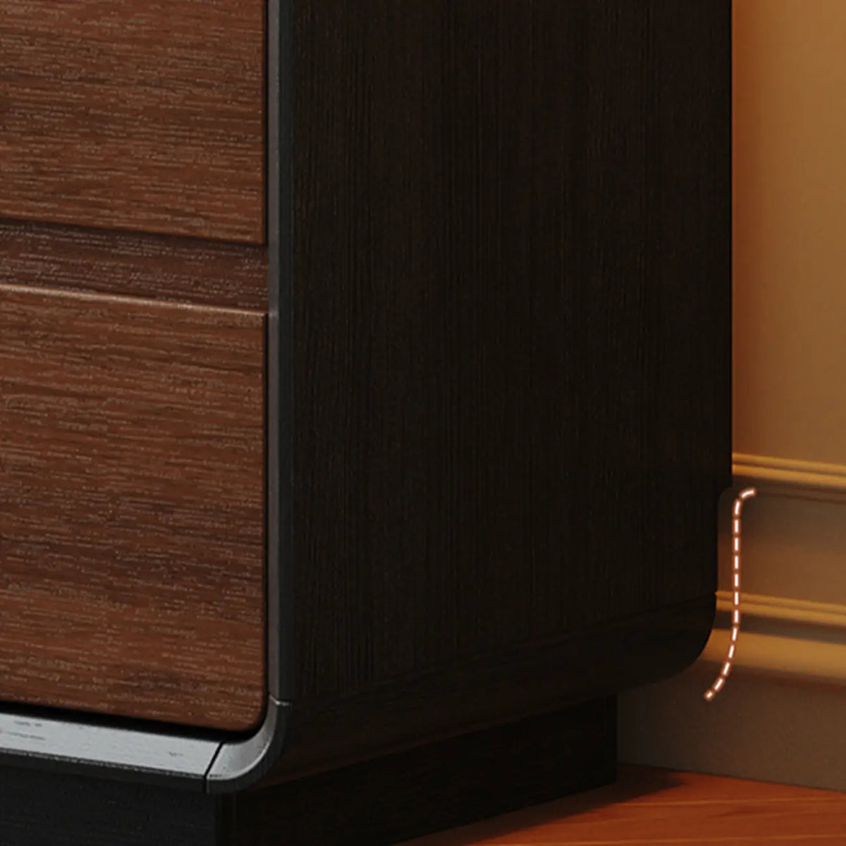 Comò in legno stile Art Déco con intagli geometrici
