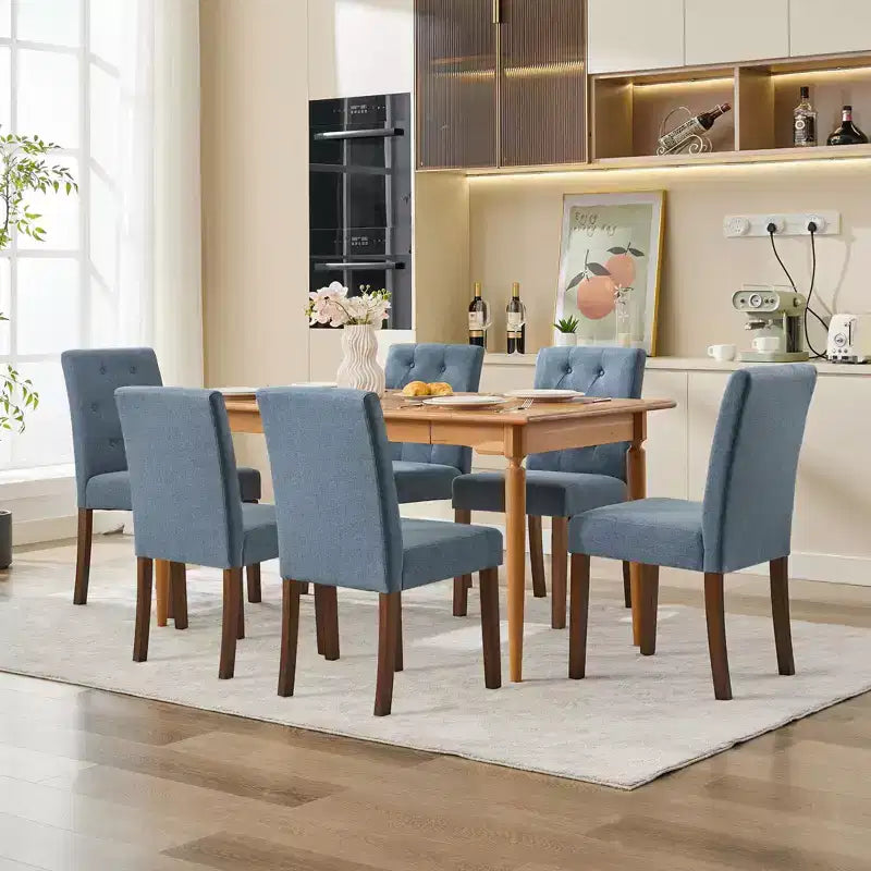 Set di 6/4 sedie da pranzo Parsons con bottoni trapuntati - Sedie da cucina imbottite in tessuto con gambe in legno e sedili imbottiti - Mobili per soggiorno e cucina