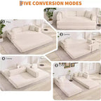 Divano Letto Convertibile 5-in-1, Divano Letto Modulare in Velluto a Coste da 78,8 Pollici con Struttura Robusta, Futon Multifunzionale per Piccoli Spazi, Soggiorno e Camera degli Ospiti