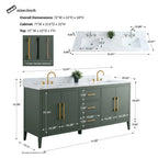 Mobile lavabo doppio Vanity Art 72 per bagno, con top in marmo tecnico