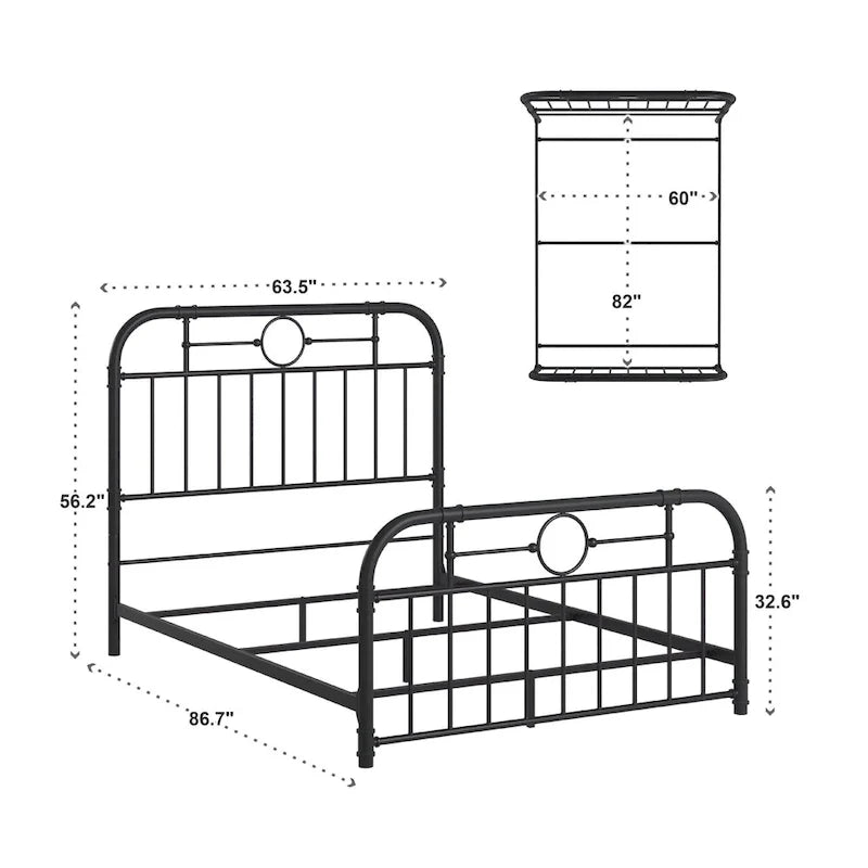 Letto matrimoniale in metallo nero