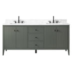 Mobile lavabo doppio Vanity Art 72 per bagno, con top in marmo tecnico