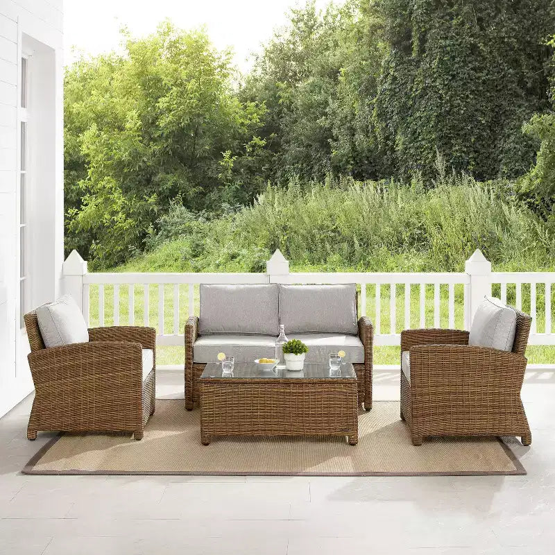 Set da conversazione da esterno a 4 pezzi in vimini Bradenton - Crosley