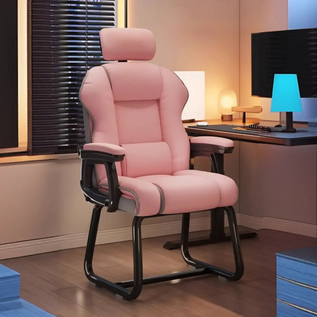 Sedia direzionale ergonomica in pelle gialla con schienale alto