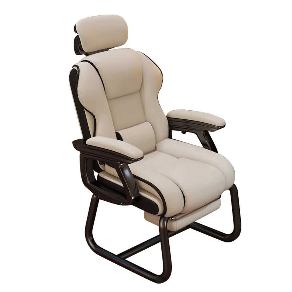 Sedia direzionale ergonomica in pelle gialla con schienale alto