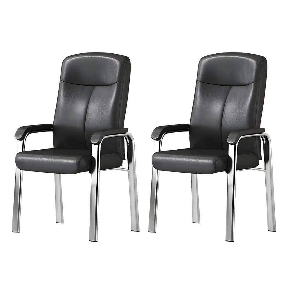 Sedia da ufficio HomeyFad moderna in pelle e metallo a 4 gambe con braccioli