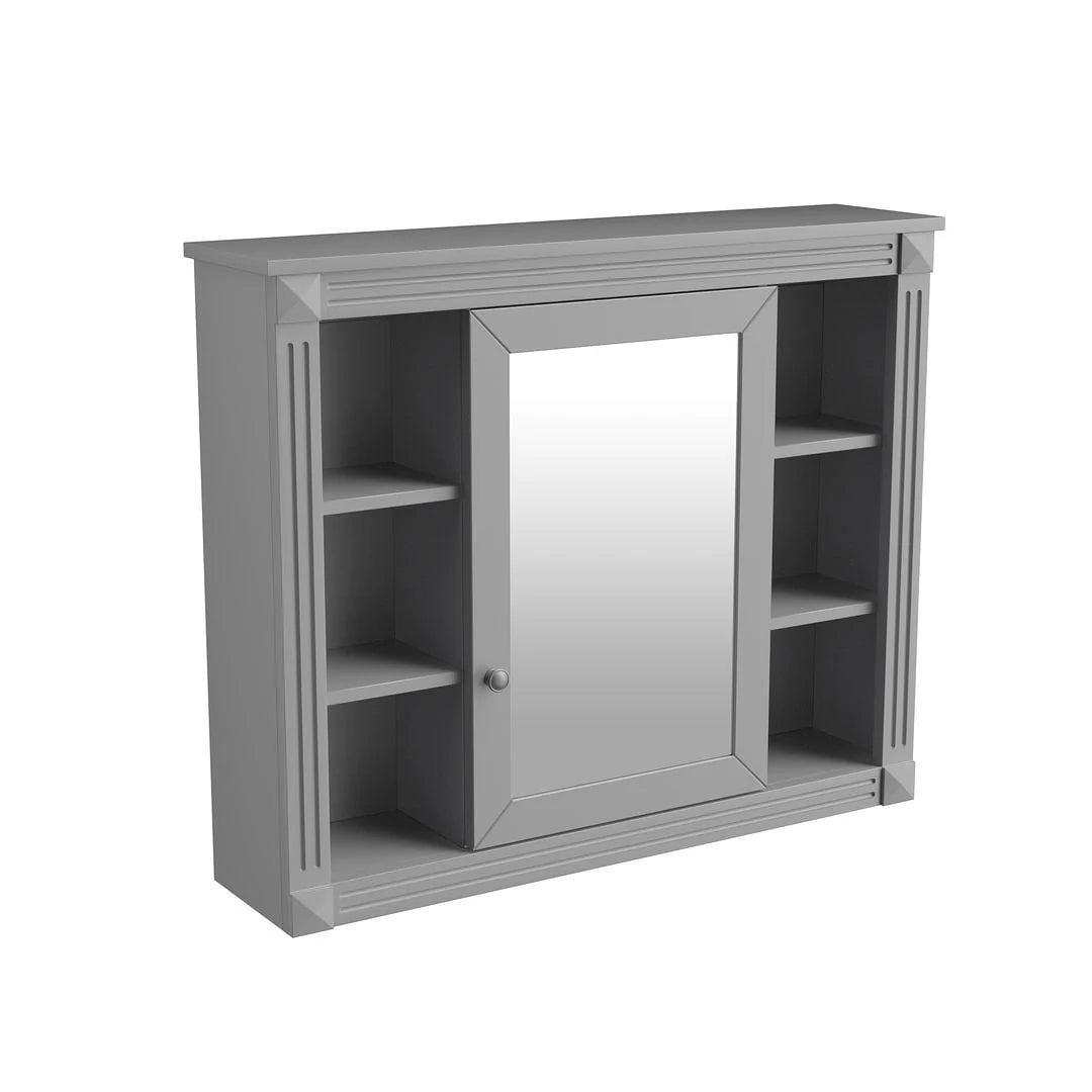 Mobile bagno moderno da 90 cm con lavabo integrato e specchiera, 2 ante e 2 cassetti