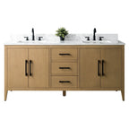 Mobile lavabo doppio Vanity Art 72 per bagno, con top in marmo tecnico