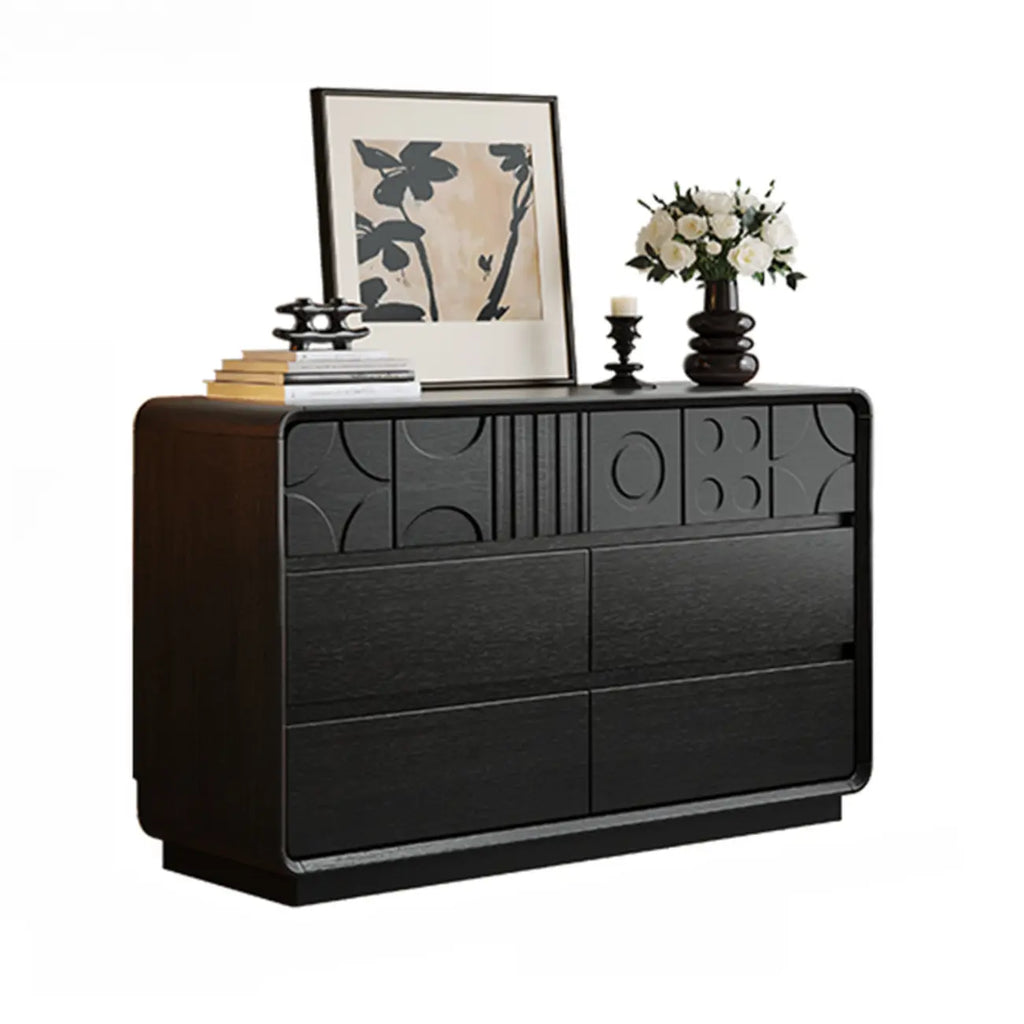 Comò in legno stile Art Déco con intagli geometrici