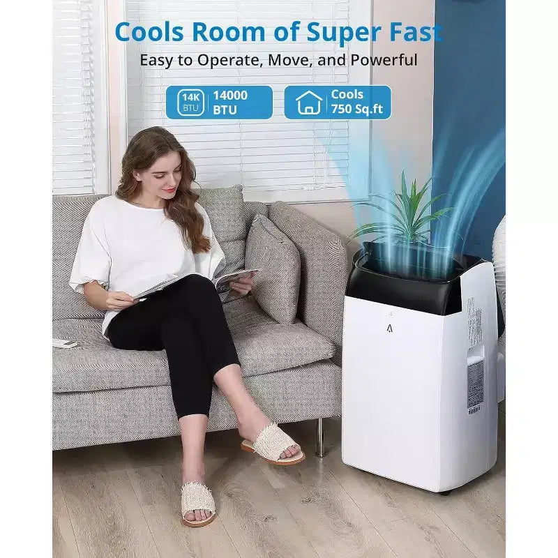 Condizionatore portatile da 14000 BTU, unità CA 3 in 1 per ambienti fino a 70 m² con deumidificatore