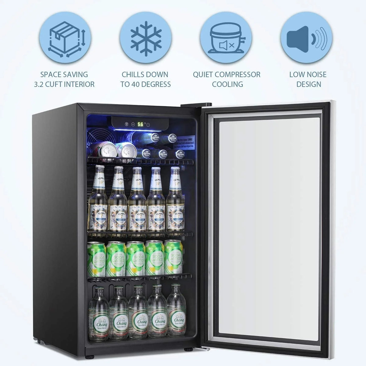 Frigorifero per bevande - Mini frigo con porta in vetro da 120 lattine