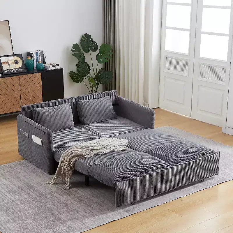 Divano letto convertibile 3-in-1 in velluto a coste da 64,5 pollici con letto estraibile