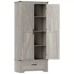 HOMCOM Dispensa da Cucina 183 cm con Ante a Scorrimento, Armadio da Cucina Salvaspazio con Ripiani Regolabili e Cassetto