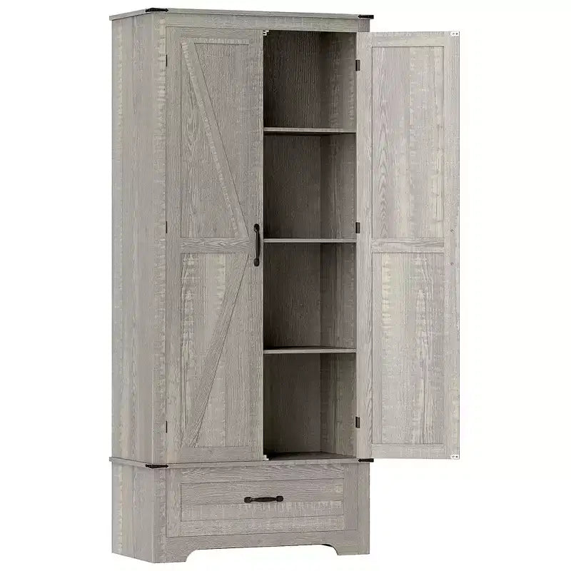 HOMCOM Dispensa da Cucina 183 cm con Ante a Scorrimento, Armadio da Cucina Salvaspazio con Ripiani Regolabili e Cassetto