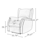 Fauteuil inclinable électrique en cuir véritable avec port USB – Ensemble de 2 fauteuils à oreilles cloutés