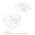 Divano Letto Estraibile 54", Divano Reclinabile 2 Posti con Contenitore, Cuscino Lombare, Presa USB